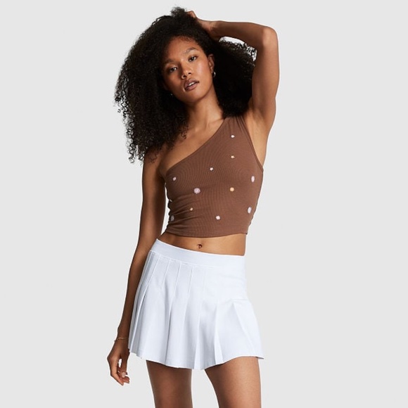 Victoria's Secret PINK Rib One-Shoulder Crop Tank Top Brown XXL NEW - Picture 1 of 7